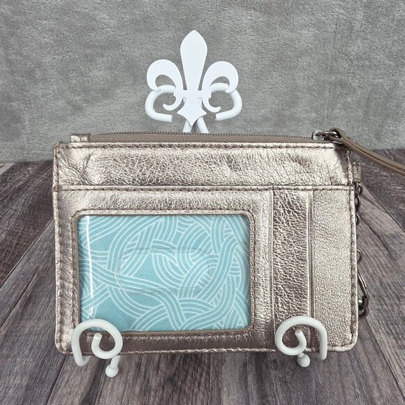 The Sak Silverlake ID Card Wallet Metallic Leather Silver Pewter Embossed Studs - Picture 4 of 11